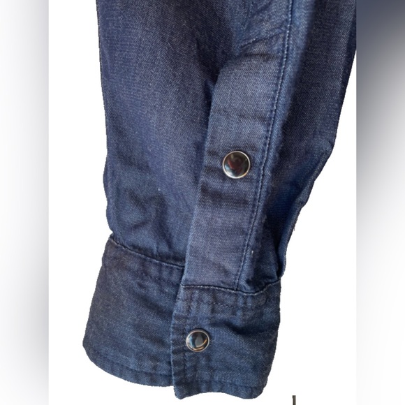 XXL Wrangler 1947 dark denim shirt with snaps measuring 48” chest - Picture 2 of 4